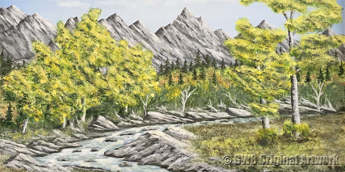 Fall Cedars by a Stream